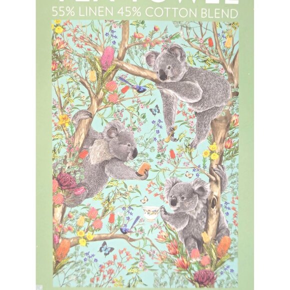 La La Land Tea Towel "Tea Time Koalas" Linen and Cotton Blend - Picture 5 of 6